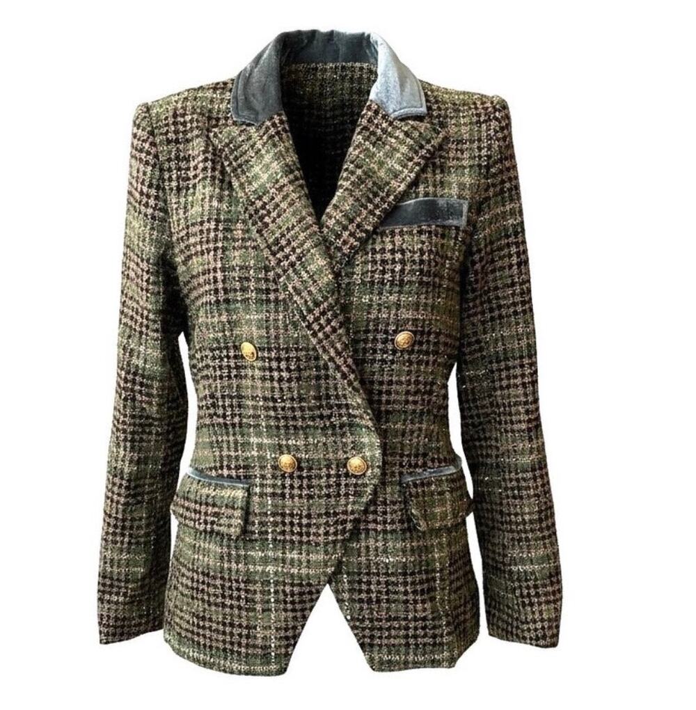NWT Mystree Metallic Tweed Velvet Blazer Small Equestrian Old Money Academia